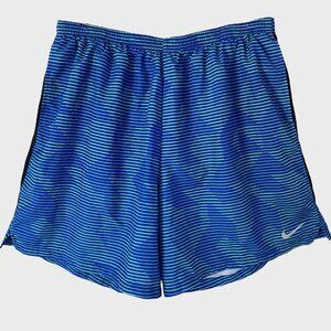 Nike Dri-Fi Challenger Striped 7'' Running Short Blue Mens 2XL Lined Active Wear